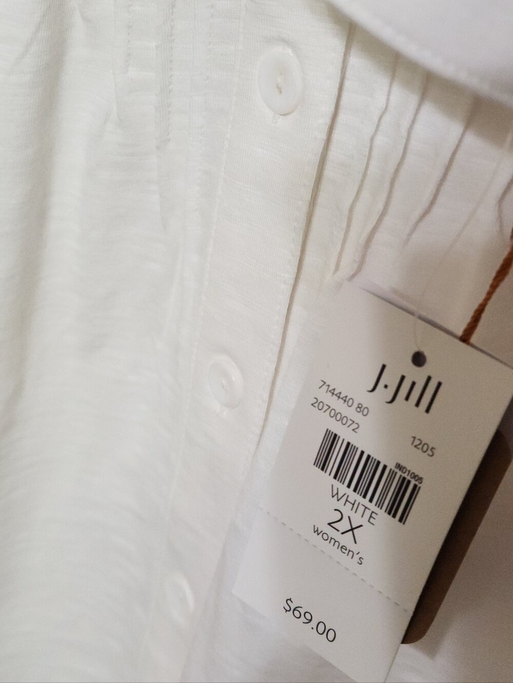 J. Jill Top Pintuck Slub Shirt Pleated Button Blouse Women 2X Classic White - Picture 4 of 7